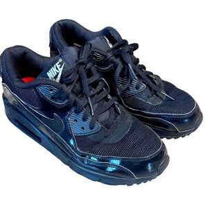 Nike Air Max 90 Triple Black Patent Leather Sneakers 443817-002 women's 8
